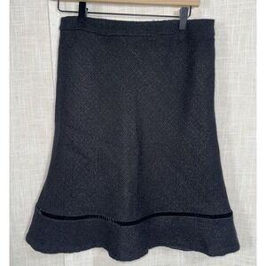 Gap Skirt Women's Sz 4 Wool Blend Tweed Ruffle Black Lined‎ Career Office